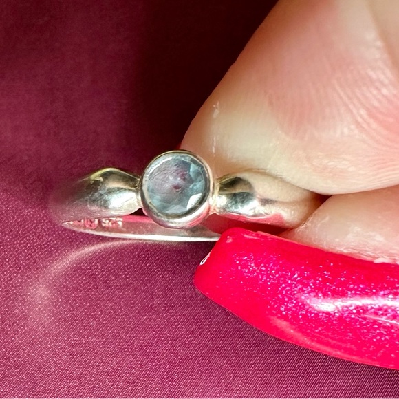 Sterling Silver .925 Genuine Aquamarine Size 5 Dainty Ring - Picture 2 of 7